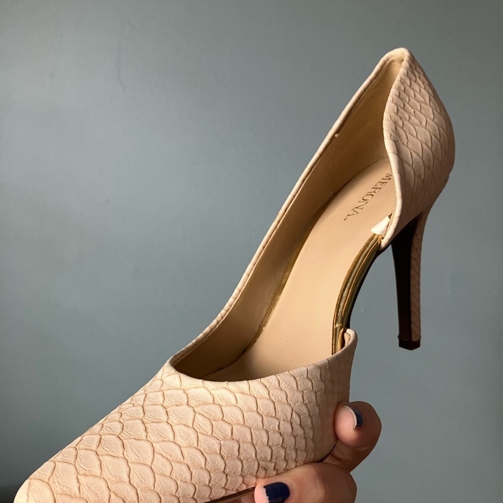 Peach faux snakeskin Stiletto Heels